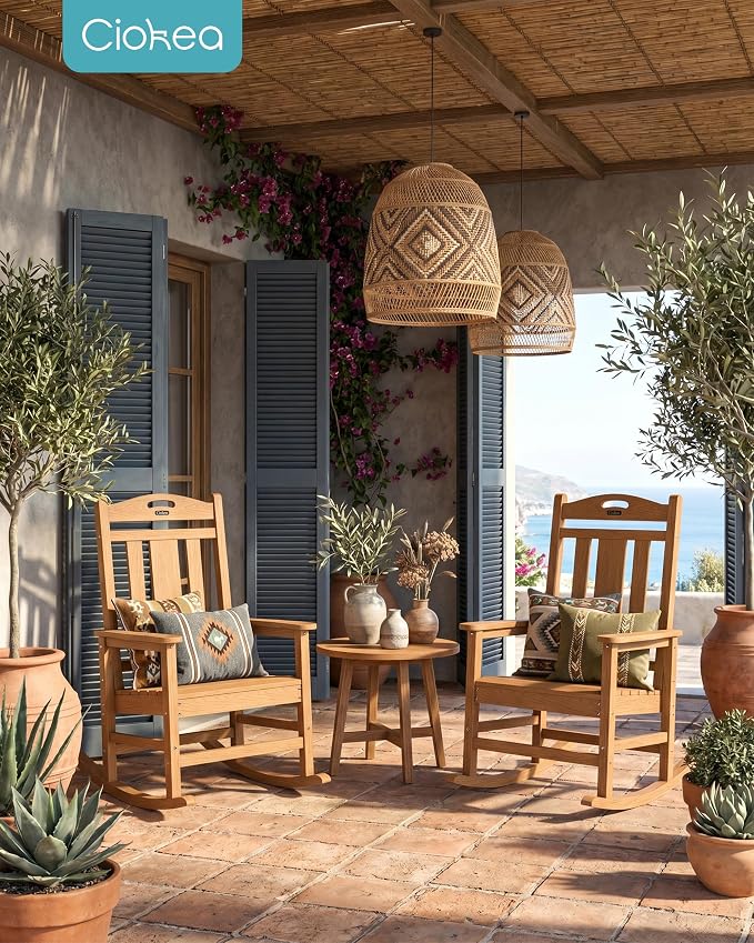Oversized Outdoor Rocking Chairs Set of 4, 380lbs Heavy-Duty Large Patio Rocker - Image 5