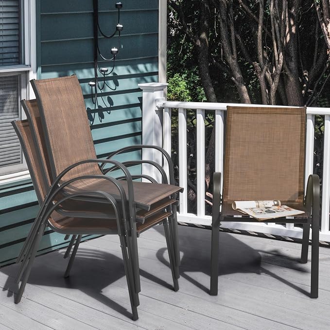 NUU GARDEN Patio Dining Chairs Set of 4, Outdoor Stackable Dining Chairs - Image 2