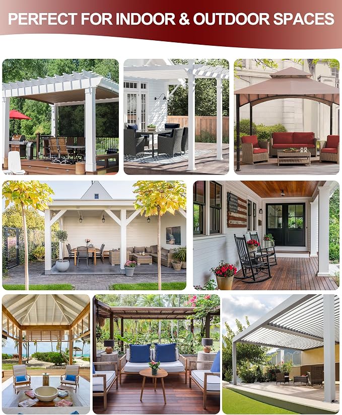 Grommet Outdoor Curtains for Patio Waterproof 8 Pcs 54x120 In Taupe | - Image 7