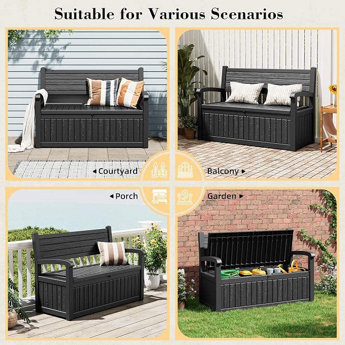 80 Gallon Deck Box Outdoor Storage Box Waterproof, Outdoor Storage Bench - Image 7