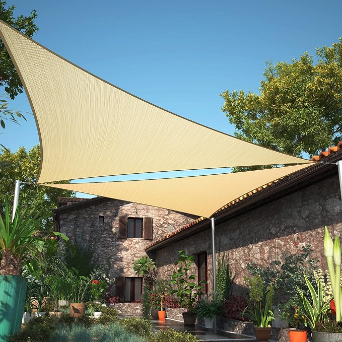 8' x 13' x 15.3' Beige Sun Shade Sail UPF50 Right Triangle SMTAPT12 Canopy by ShadeMart