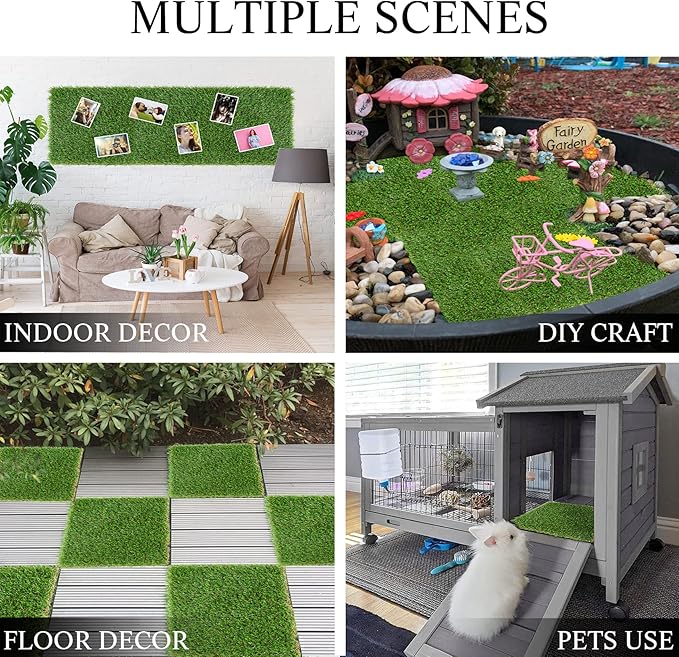 GLOBREEN Artificial Grass Squares Table Placemats for Christmas Golf Party Decorations - Green Fake Grass Turf Table Mats Centerpiece for Woodland Picnic Decor Party, Dining, Wedding