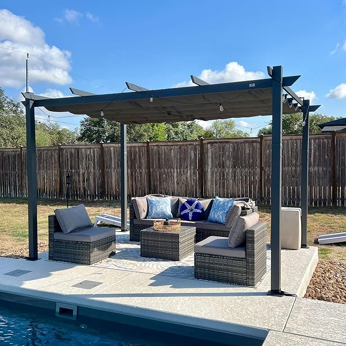PURPLE LEAF Retractable Pergola 10' x 13' w/Double Canopy by Unknown