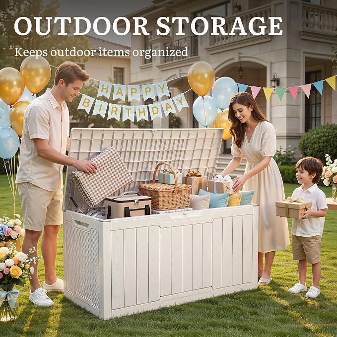 YITAHOME 100 Gallon Large Outdoor Deck Box | Waterproof Resin Storage Box - Image 2