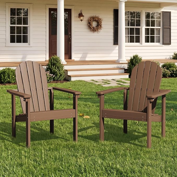 SERWALL HDPE Stackable Adirondack Chair, Space-Saving - Image 9