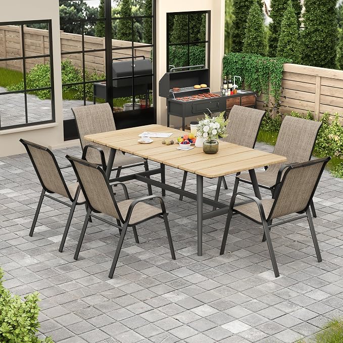 Patio Chairs Set of 4, Stackable Outdoor Dining Chairs - Image 7