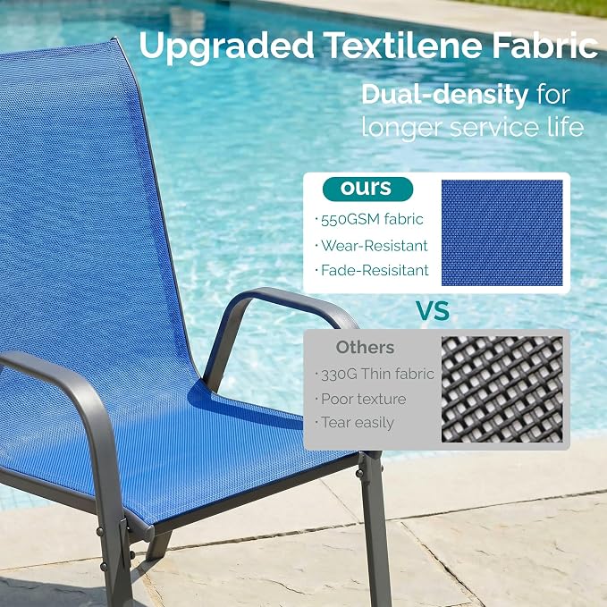 MAMIZO Patio Dining Chairs, Stackable Textilene Chair Set of 6, - Image 3