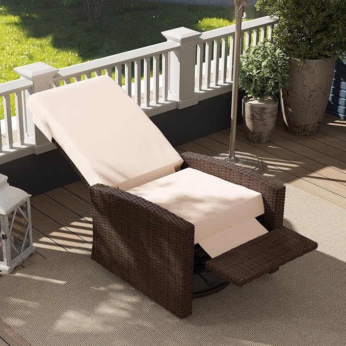 Outsunny Outdoor Wicker Swivel Recliner Chair, - Image 9