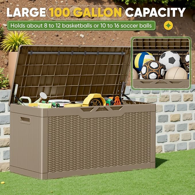 Greesum Outdoor Storage Box 100 Gallon Storage Bin - Image 3