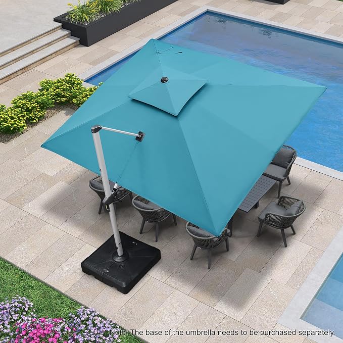 PURPLE LEAF Cantilever Patio Umbrella 10' X 12' Large, Turquoise Blue | 35MPH - Image 2