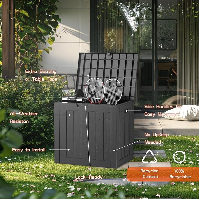 32 Gallon Resin Deck Box Waterproof, UV Resistant Outdoor Storage Box - Image 6