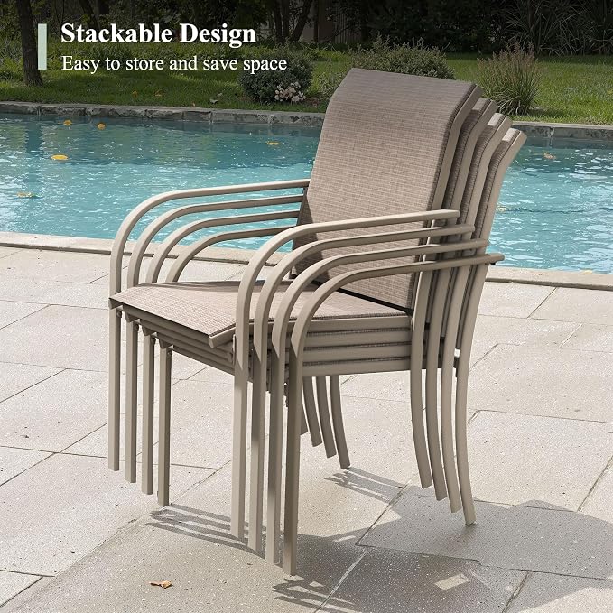 Outdoor Chairs Set of 8, Stackable Patio Dining Chairs - Image 5