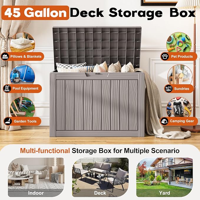 Outdoor Deck Storage Box, Resin Deck Boxes Indoor and outdoor, Waterproof - Image 3