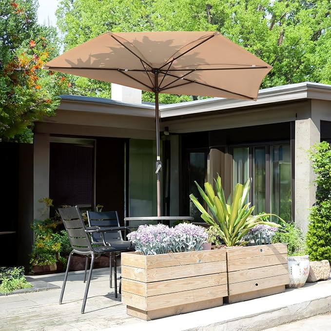 Pure Garden Half Umbrella Outdoor Patio Shade - Image 9
