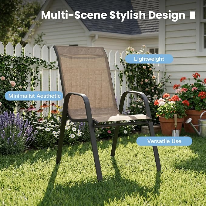 DIFY Patio Chairs Set of 8, Stackable Outdoor Dining Chairs Set - Image 8
