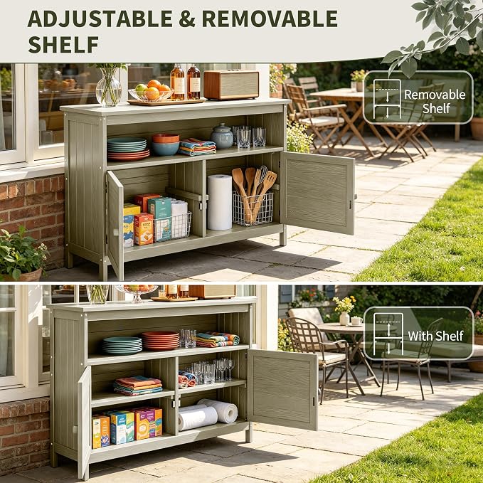 HIPS All-Weather Outdoor Storage Cabinet, Outdoor Sideboard - Image 4