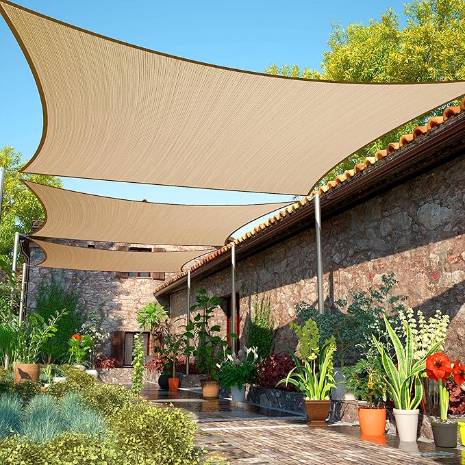 14' x 24' Sand Beige Sun Shade Sail Rectangle SMSLR Canopy Fabric Cloth Screen by ShadeMart