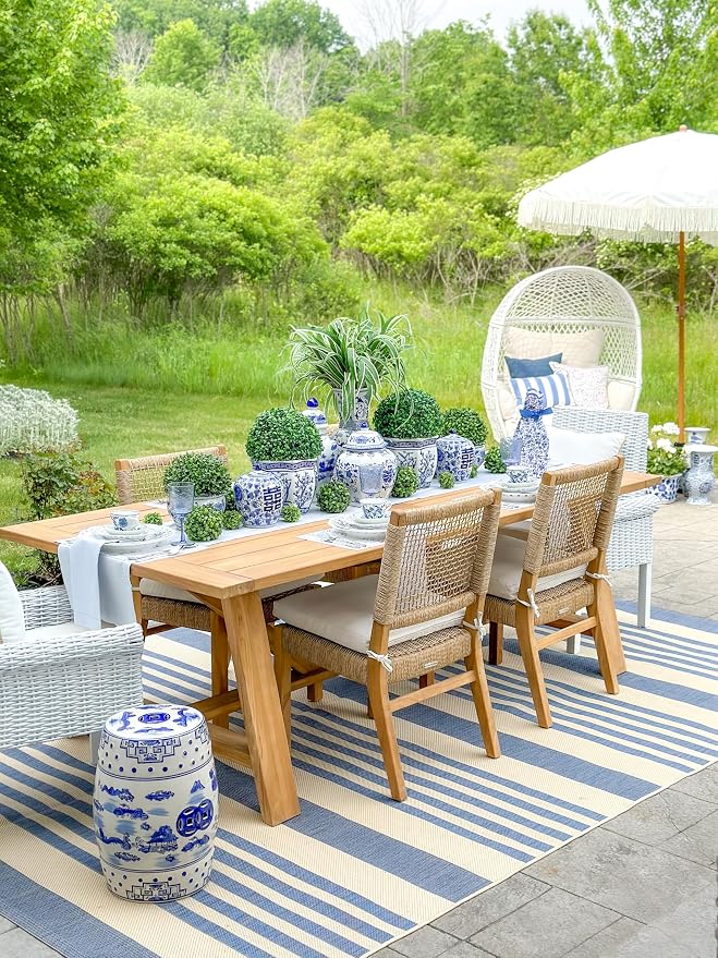 SAFAVIEH Gateless Mist 18" Ceramic Garden Stool, Chinoiserie Design, Indoor & - Image 2