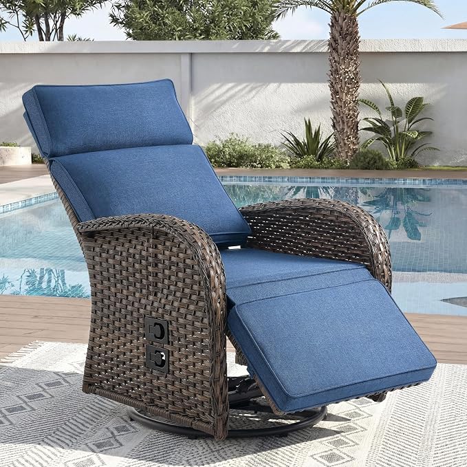 Zero Gravity Patio Swivel Recliner Chair by JelwalyPatioFurnitureSet