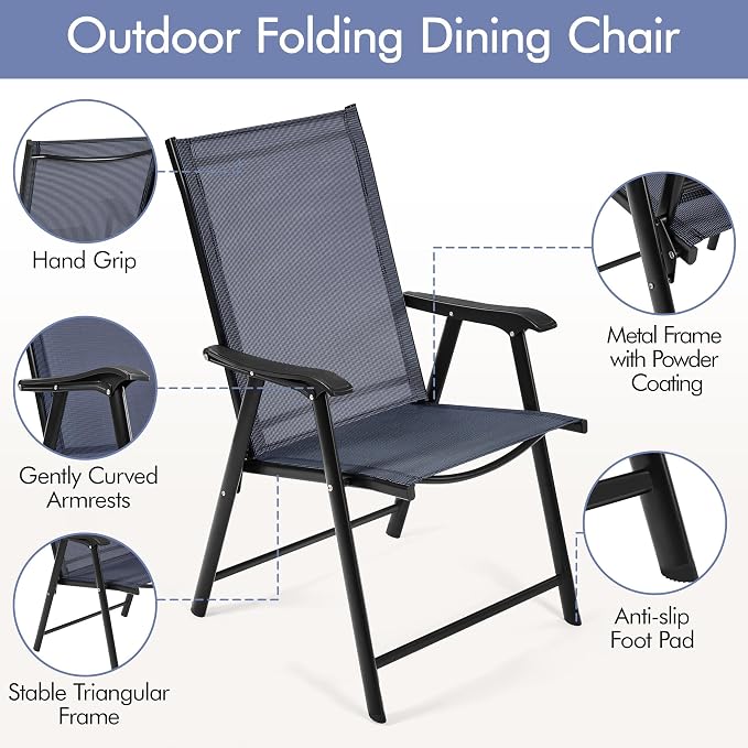Yaheetech Patio Chairs Set of 4 Outdoor Folding Lawn Chairs, folds flat - Image 5
