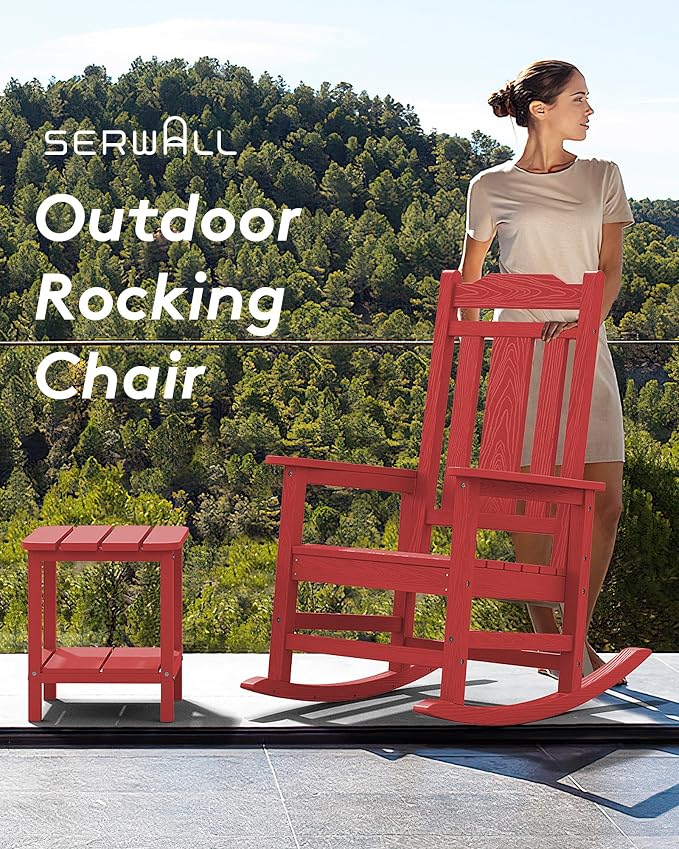 SERWALL HDPE Oversized Outdoor Rocking Chairs Set of 2, Patio Rocker, All - Image 6