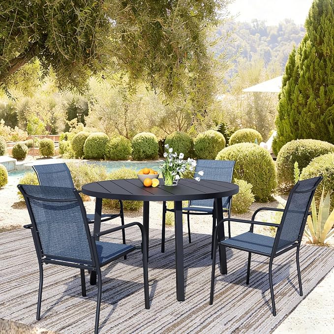 Stackable Patio Chairs Set of 8, Outdoor Dining Chairs - Image 4