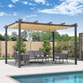 PURPLE LEAF Outdoor Retractable Pergola 11' X 13' Canopy Aluminum, Custom Shade by PURPLELEAF