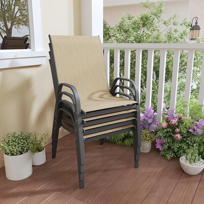 Patio Chairs Set of 4, Outdoor Dining Chairs by PIZZELLO
