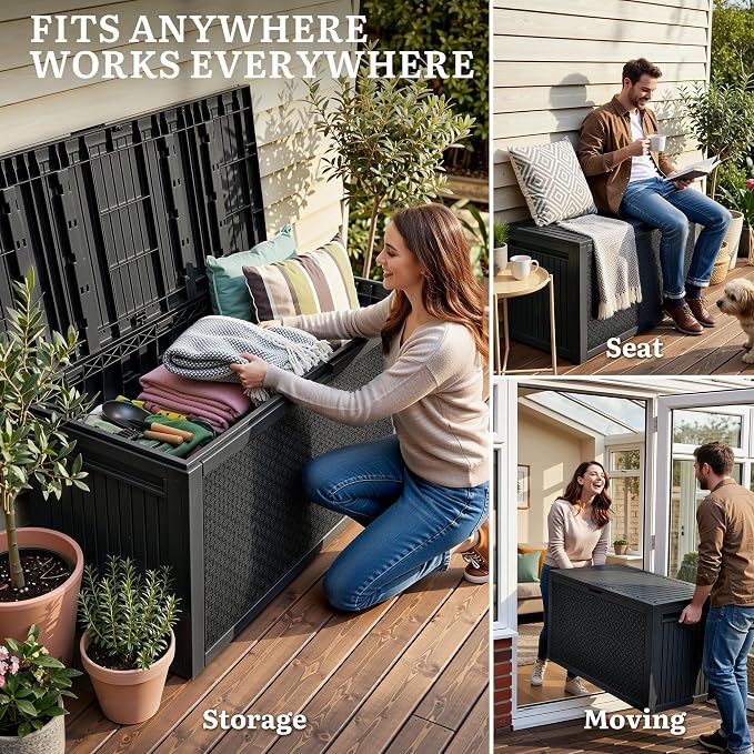 YITAHOME 95 Gallon Large Outdoor Deck Box | Lockable Waterproof Resin Storage - Image 7