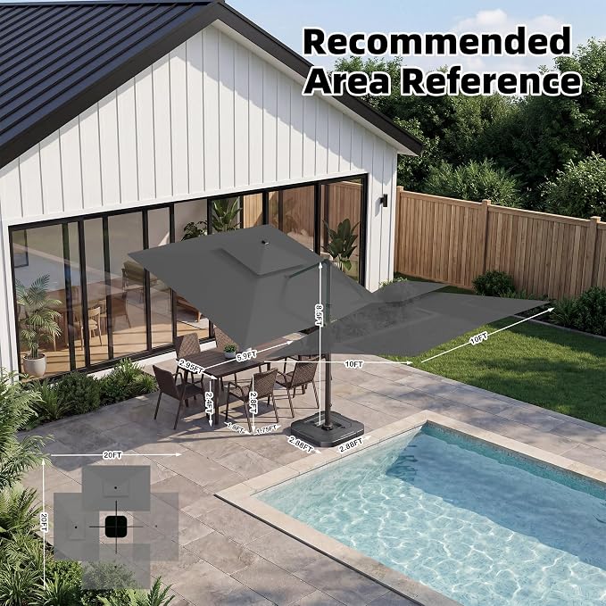 10x10 FT Outdoor Cantilever Patio Umbrella - Image 5