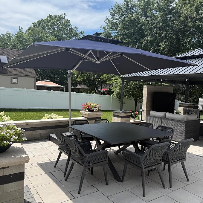 PURPLE LEAF Patio Umbrella 9' X 12' Double Top Solar LED Light, Support to by PURPLELEAF