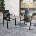Outdoor Stackable Chairs Set of 2, All-Weather Patio Dining Chairs | Aluminum by Nixtopia