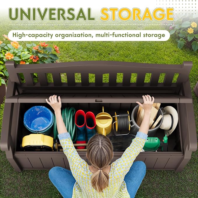 Greesum 80 Gallon Outdoor Storage Bench Deck Box - Image 5