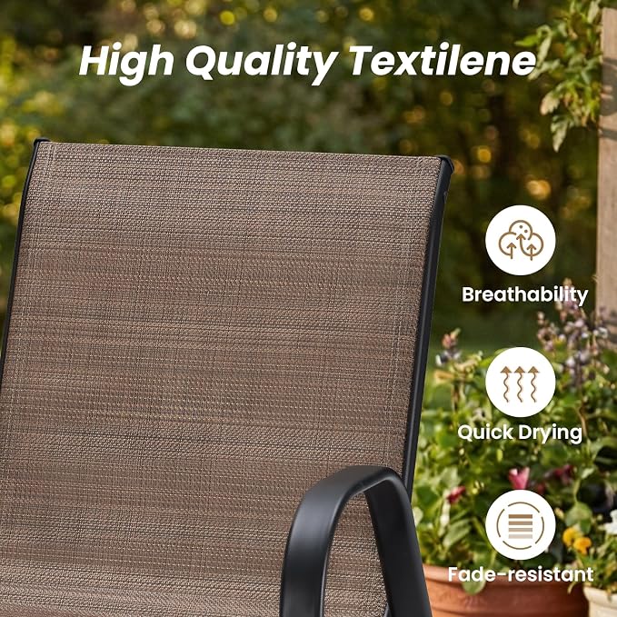 Stackable Outdoor Dining Chairs Set of 4, Textilene Patio Chairs - Image 5