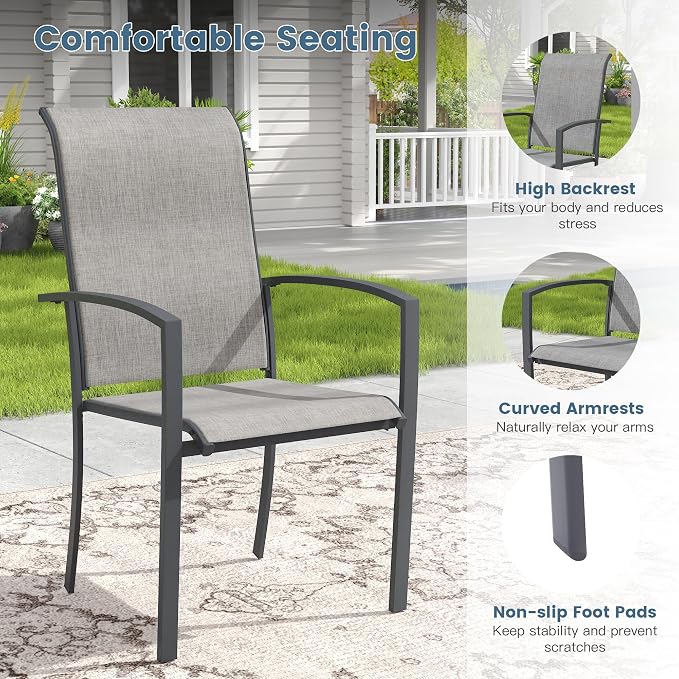 DIFY Patio Chairs Set of 4, Stackable Outdoor Dining Chairs - Image 6