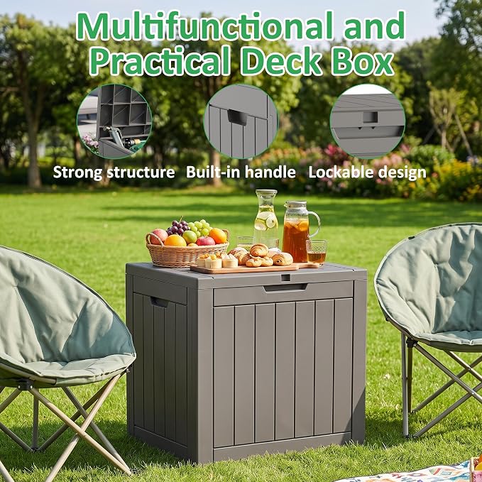 40 Gallon Lockable Outdoor Deck Box, Waterproof Weatherproof Resin Storage - Image 4
