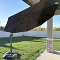 PURPLE LEAF Cantilever Umbrella 10 Feet Round Smooth 360° Rotation Navy | by PURPLELEAF