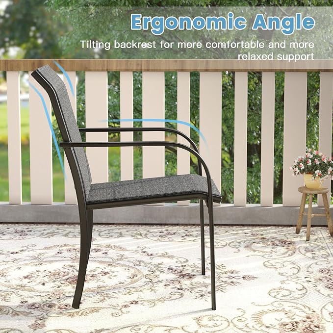 DIFY Patio Dining Chairs Set of 6, Stackable Outdoor Metal Chairs - Image 4