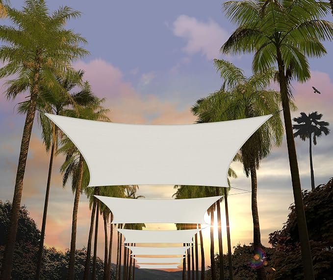 Amgo Custom Size 14' x 23' White Rectangle Square Sun Shade Sail UPF50+ by Amgo