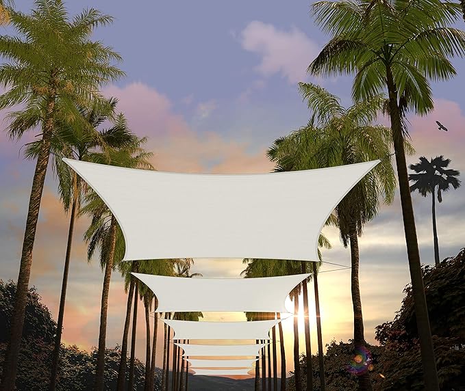 Amgo Custom Size 8' x 23' White Rectangle Square Sun Shade Sail UPF50+ by Amgo