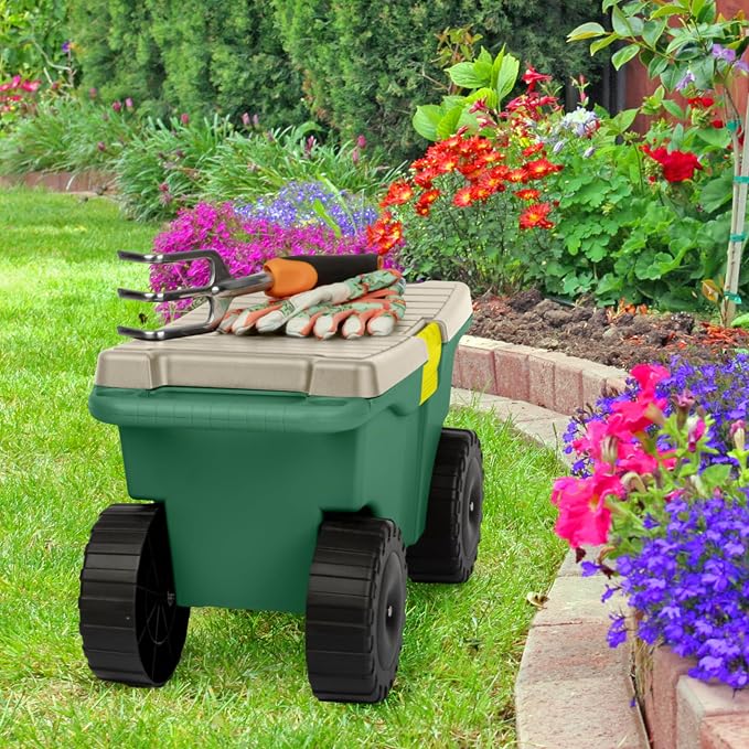 Rolling Garden Cart with Seat - Image 10