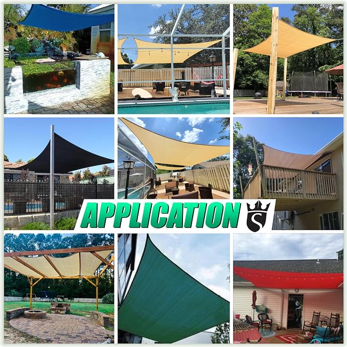 Royal Shade 16' x 16' Turquoise Square Sun Shade Sail Canopy Outdoor Patio - Image 4