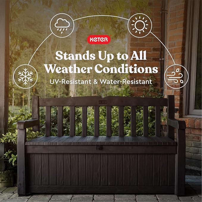 Keter Solana 70 Gal Outdoor Storage Bench - Image 4