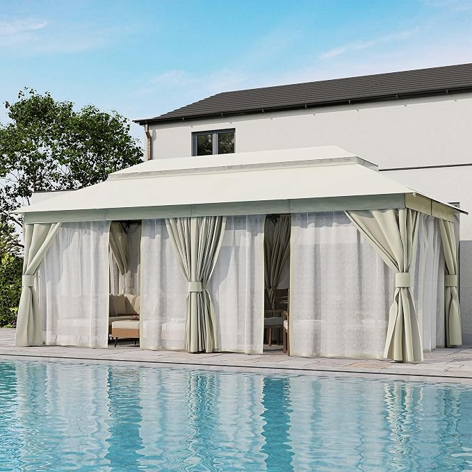 10'x20' Outdoor Gazebo, Metal Frame Heavy Duty Patio Canopy Tent Shelter - Image 3