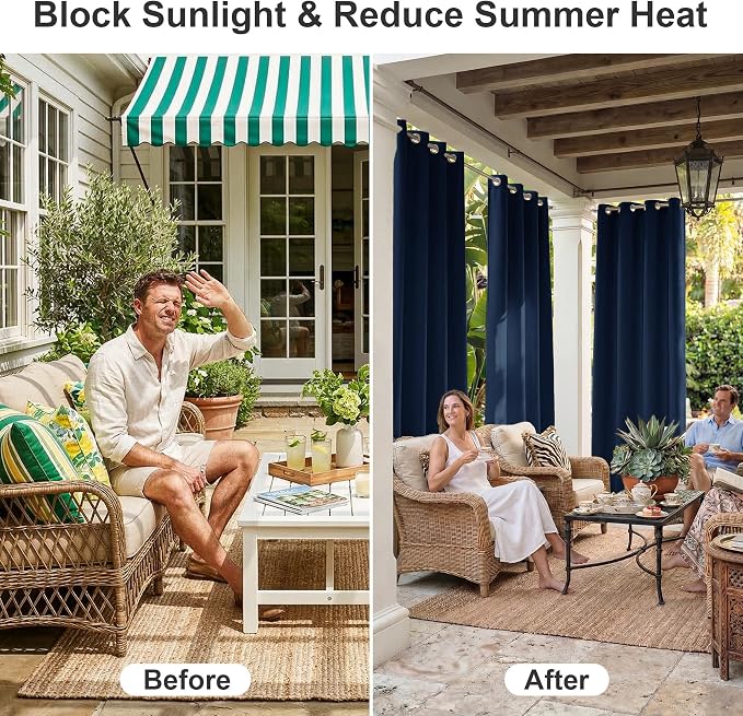 RYB HOME 2 Panels Outdoor Curtains - Image 4