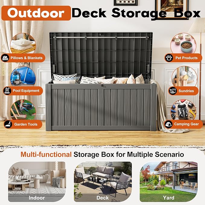 Outdoor Deck Storage Box, Resin Deck Boxes Indoor and outdoor, Waterproof - Image 2