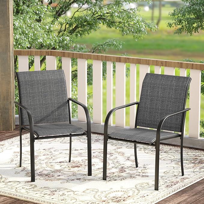 DIFY Patio Dining Chairs Set of 4, Stackable Outdoor Metal Chairs - Image 2