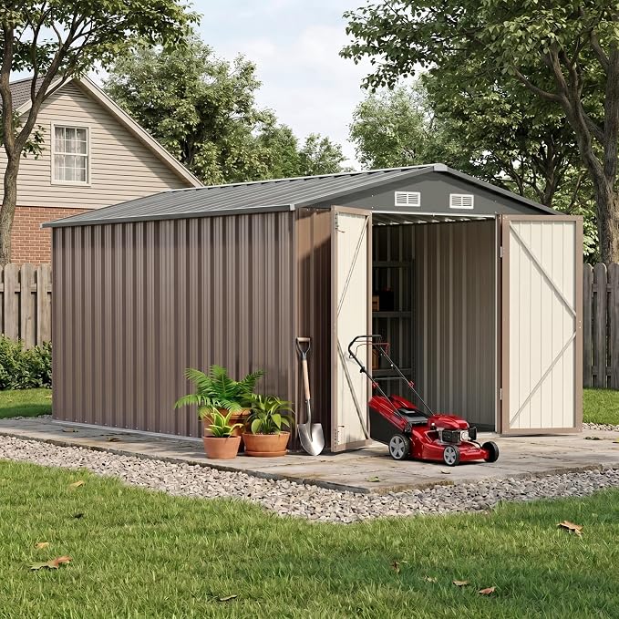 Devoko 8x12 FT Outdoor Storage Shed, Metal Tool Shed by DEVOKO