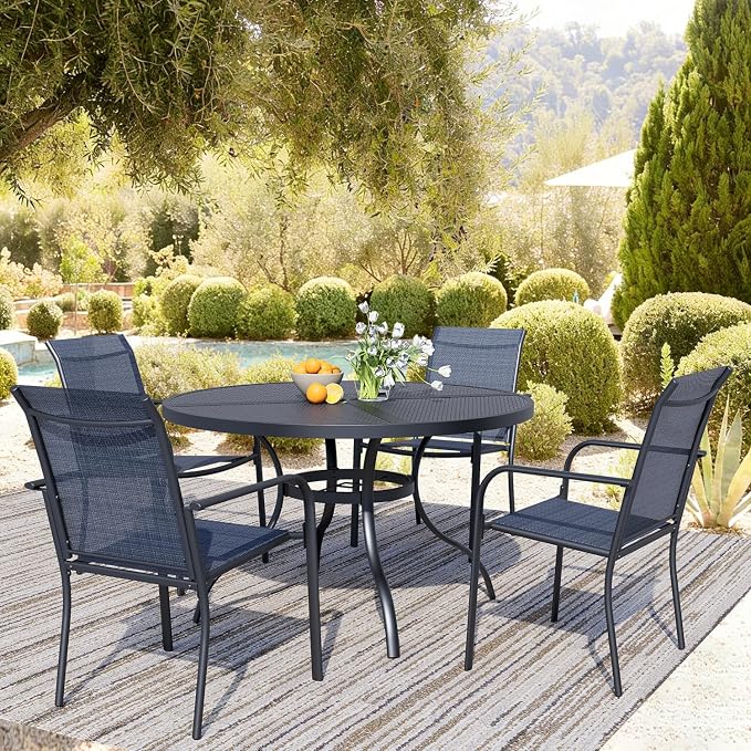 Stackable Patio Chairs Set of 8, Outdoor Dining Chairs - Image 4