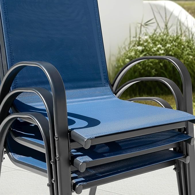 NUU GARDEN Patio Dining Chairs Set of 4, Stackable Outdoor Textilene Chairs - Image 4